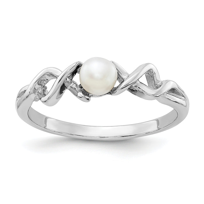 14k White Gold 4mm FW Cultured Pearl ring-Y1872PL