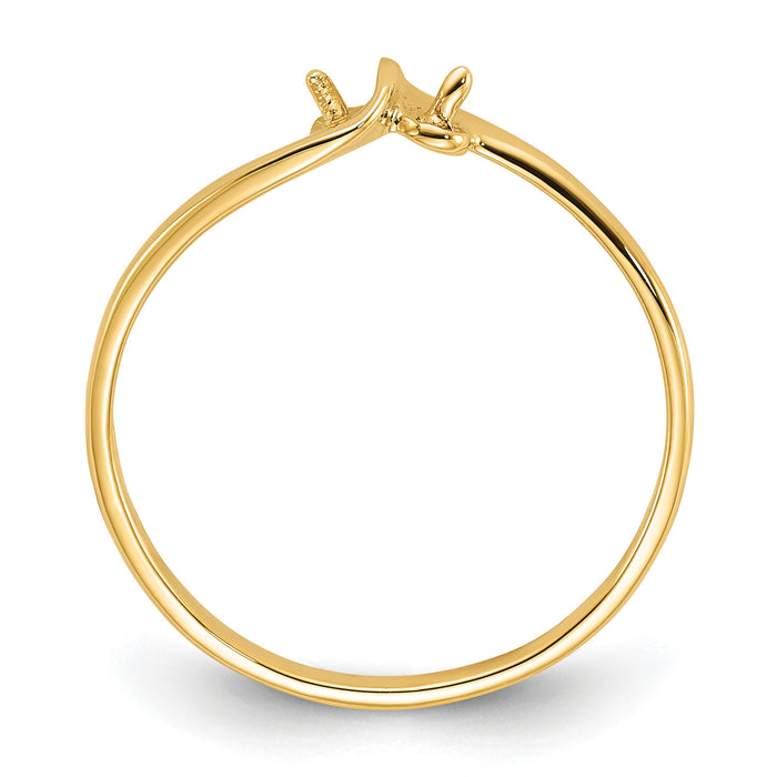 14k Polished Pearl Ring Mounting-Y1873
