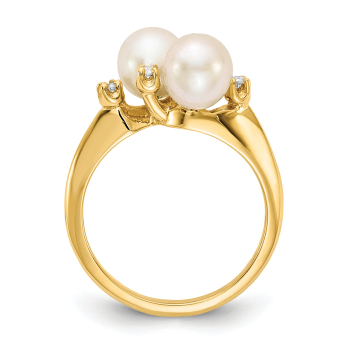 14k 6mm FW Cultured Pearl AA Diamond ring-Y1875PL/AA