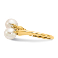 14k 6mm FW Cultured Pearl AA Diamond ring-Y1875PL/AA