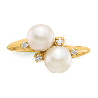14k 6mm FW Cultured Pearl AA Diamond ring-Y1875PL/AA