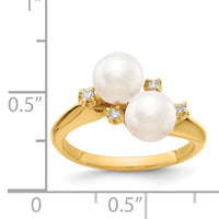 14k 6mm FW Cultured Pearl AA Diamond ring-Y1875PL/AA