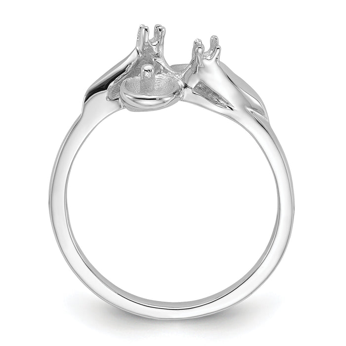 14k White Gold Polished Diamond & Pearl Ring Mounting-Y1880