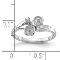 14k White Gold Polished Diamond & Pearl Ring Mounting-Y1880