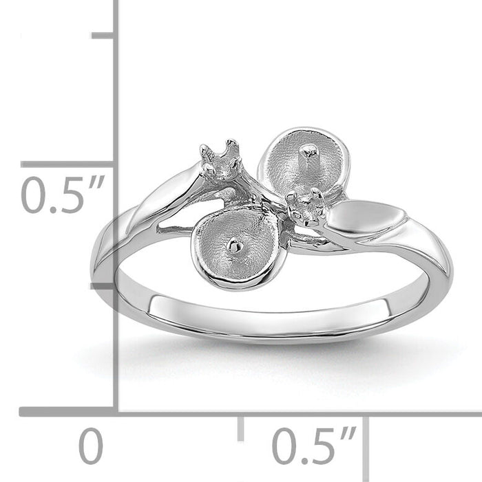 14k White Gold Polished Diamond & Pearl Ring Mounting-Y1880