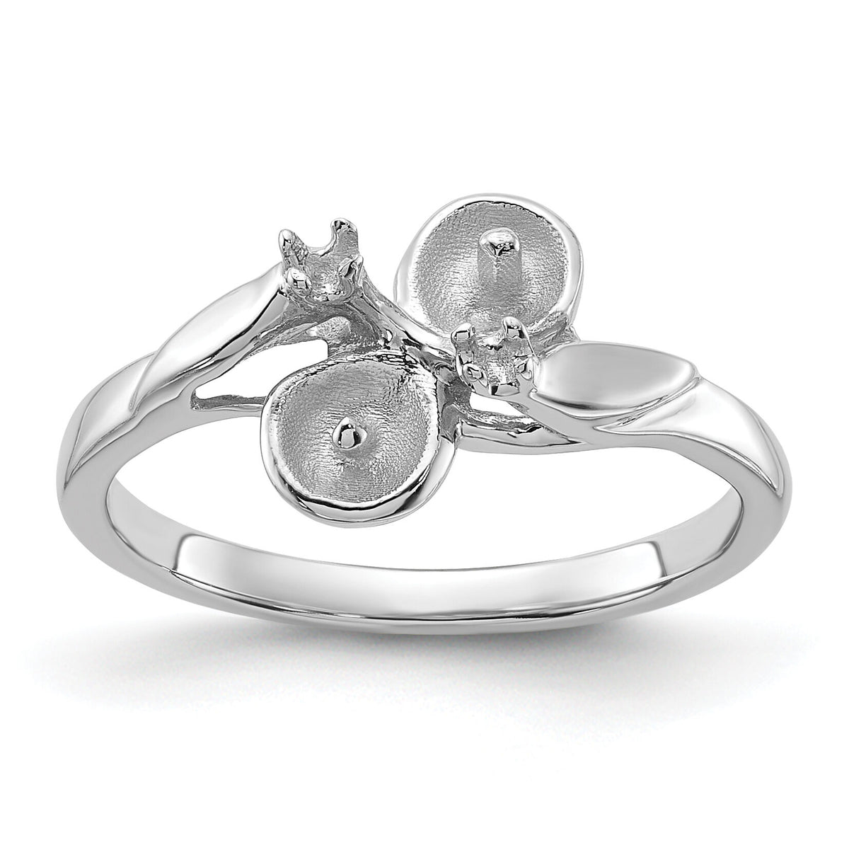 14k White Gold Polished Diamond & Pearl Ring Mounting-Y1880