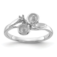 14k White Gold Polished Diamond & Pearl Ring Mounting-Y1880
