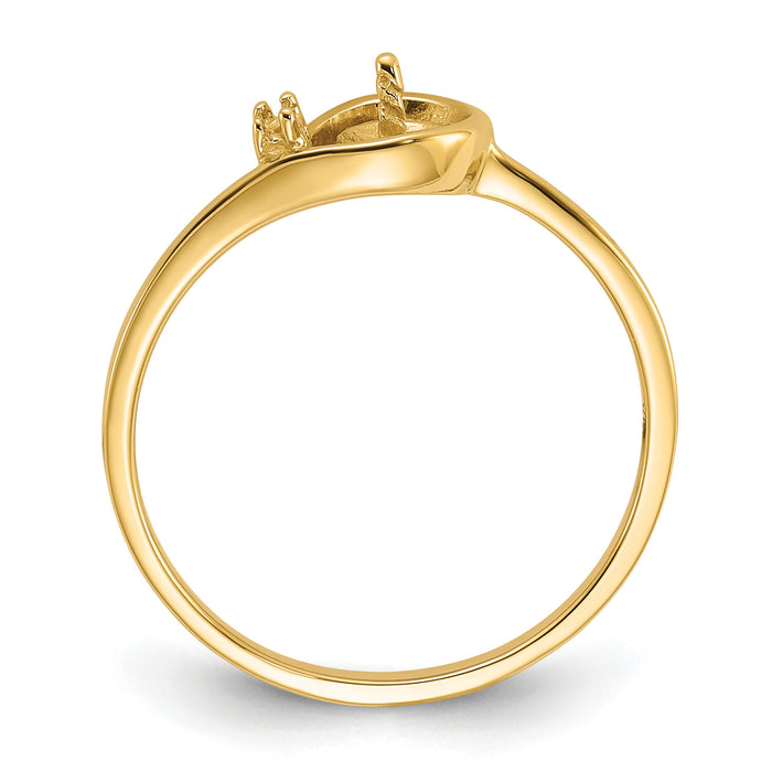 14k Polished Diamond & Pearl Ring Mounting-Y1890