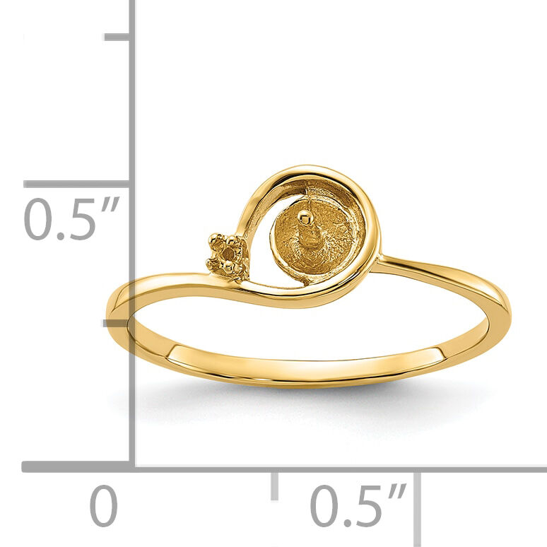 14k Polished Diamond & Pearl Ring Mounting-Y1890
