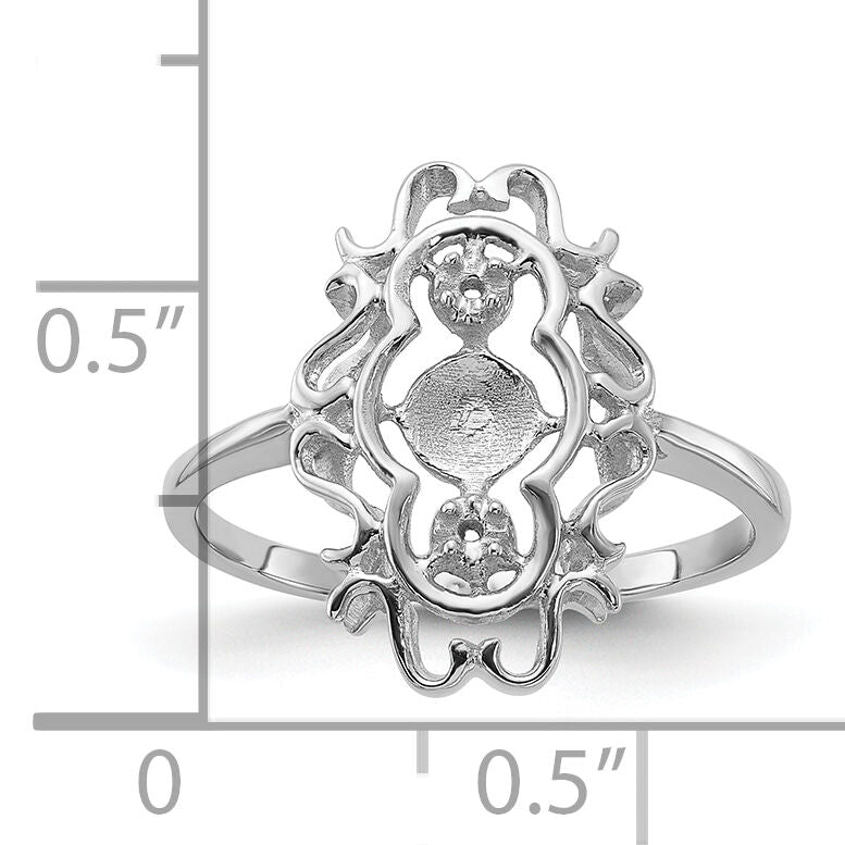 14k White Gold Polished Diamond & Pearl Scroll Ring Mounting-Y1907