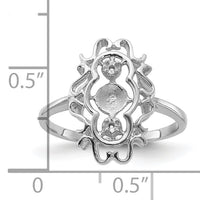 14k White Gold Polished Diamond & Pearl Scroll Ring Mounting-Y1907