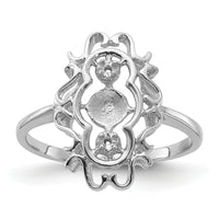 14k White Gold Polished Diamond & Pearl Scroll Ring Mounting-Y1907
