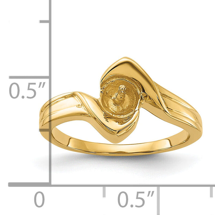 14k Polished Pearl Ring Mounting-Y1912