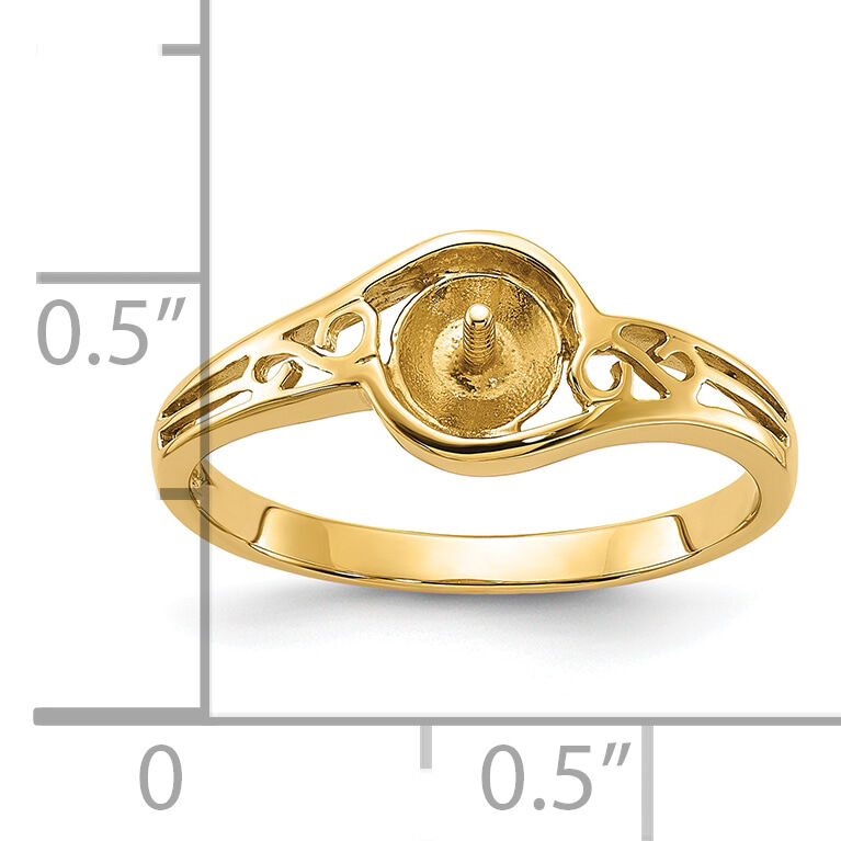 14k Polished Pearl Filigree Ring Mounting-Y1918