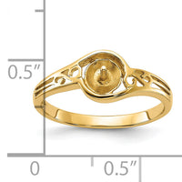 14k Polished Pearl Filigree Ring Mounting-Y1918
