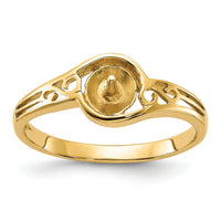 14k Polished Pearl Filigree Ring Mounting-Y1918