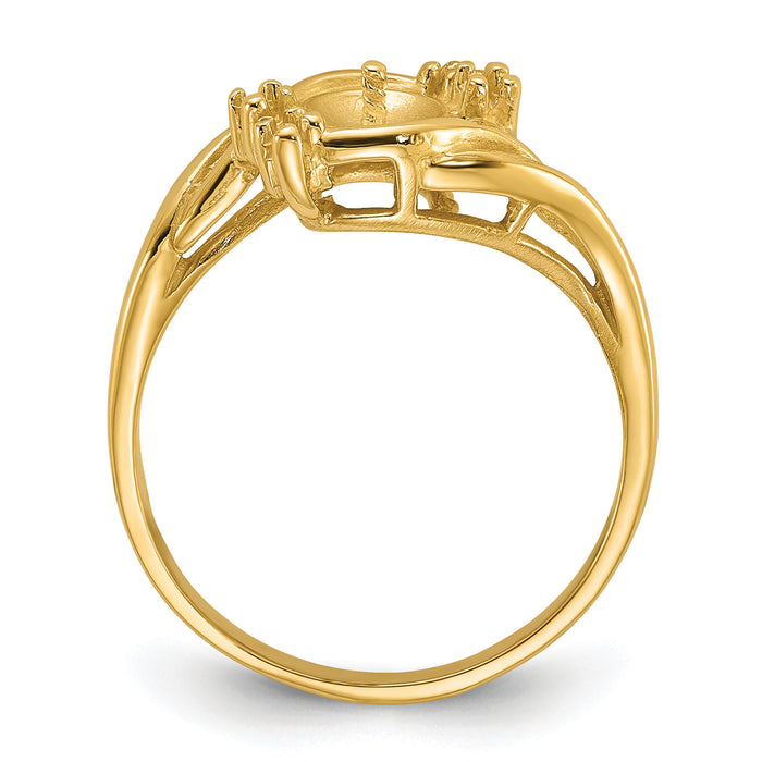 14k Yellow Gold Polished .06ct. Diamond & Pearl Ring Mounting-Y1923