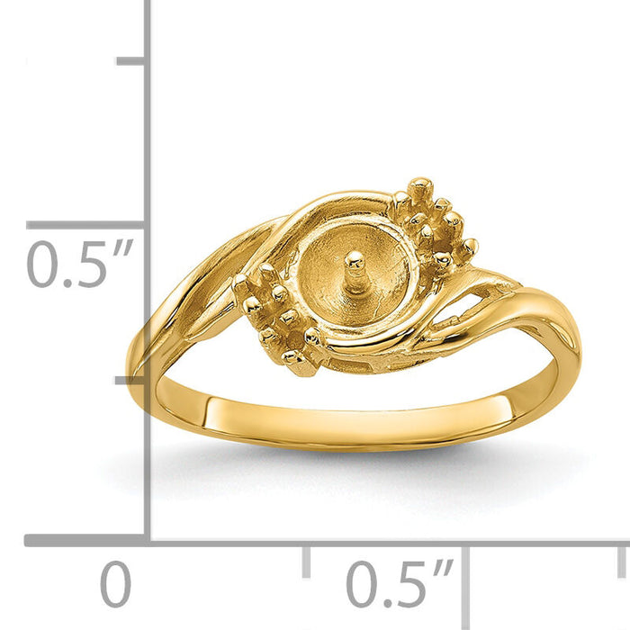 14k Yellow Gold Polished .06ct. Diamond & Pearl Ring Mounting-Y1923