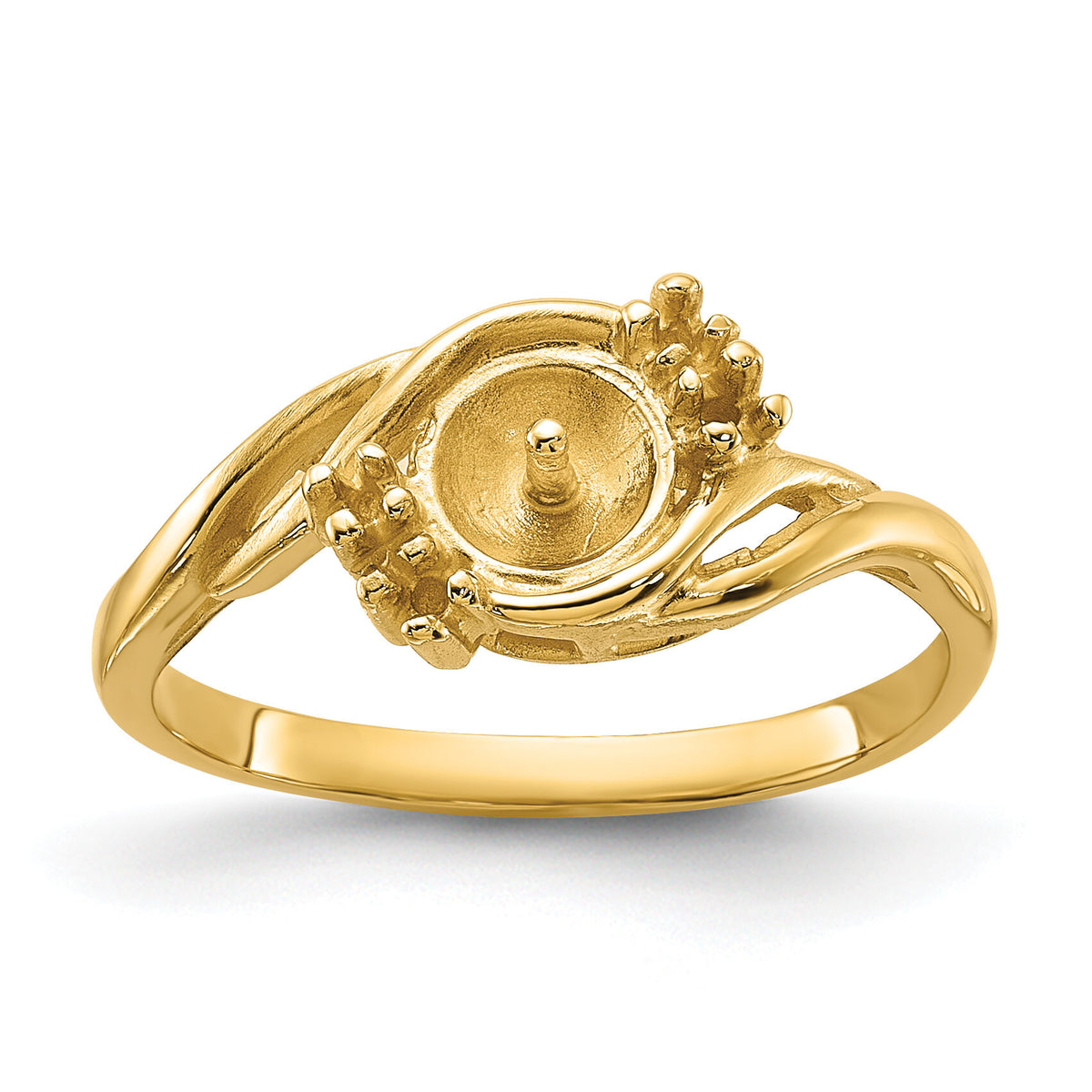 14k Yellow Gold Polished .06ct. Diamond & Pearl Ring Mounting-Y1923