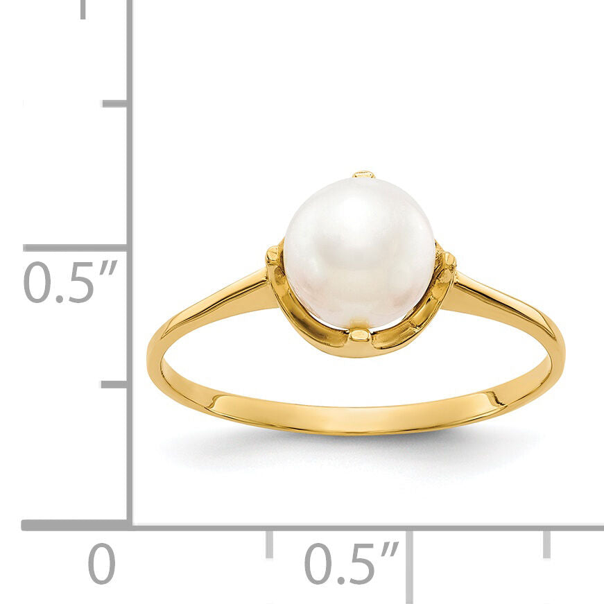 14k 6.5mm FW Cultured Pearl ring-Y1926PL