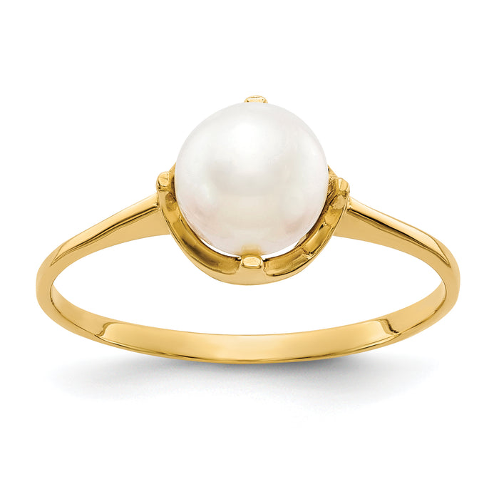 14k 6.5mm FW Cultured Pearl ring-Y1926PL