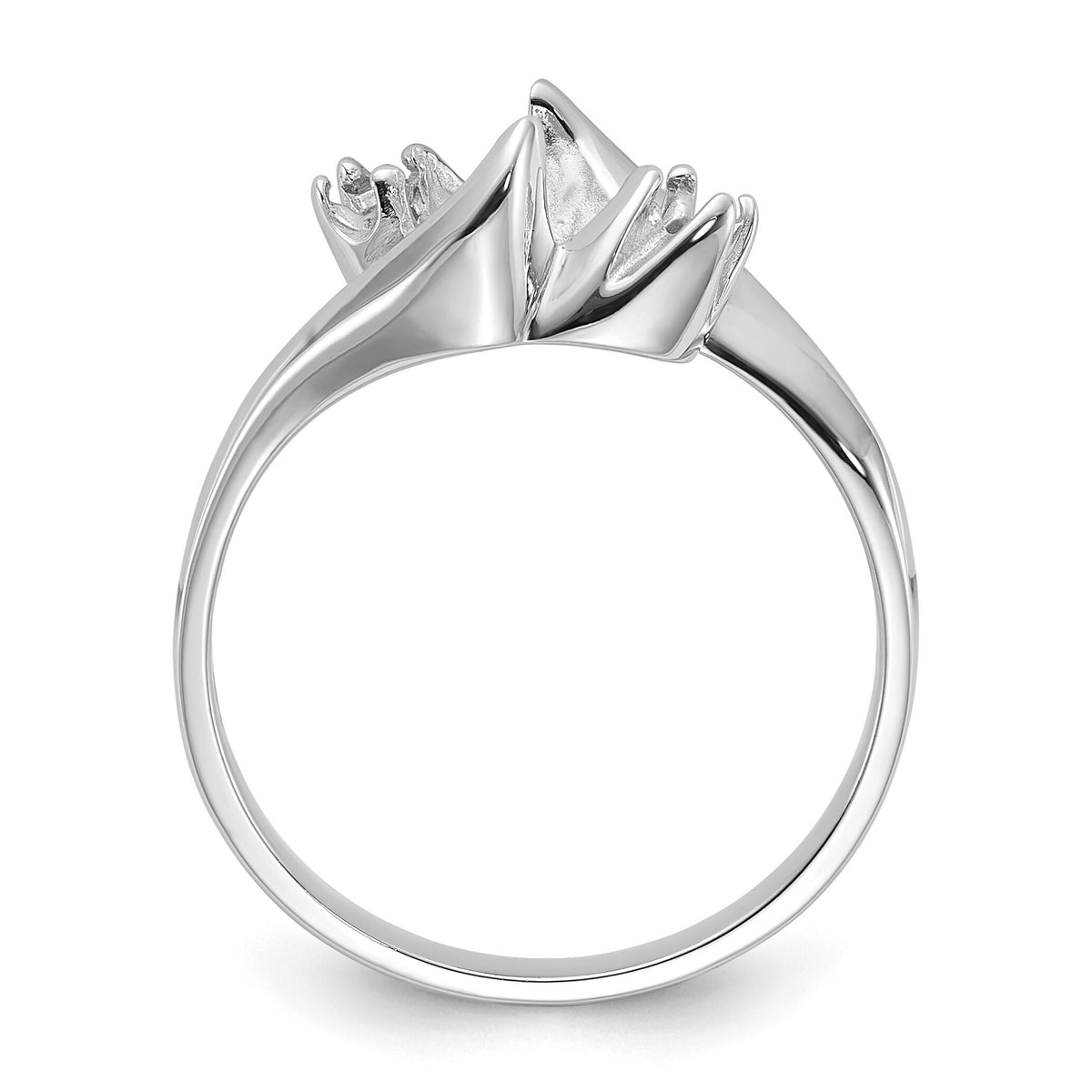 14k White Gold Polished Diamond & Pearl Ring Mounting-Y1933