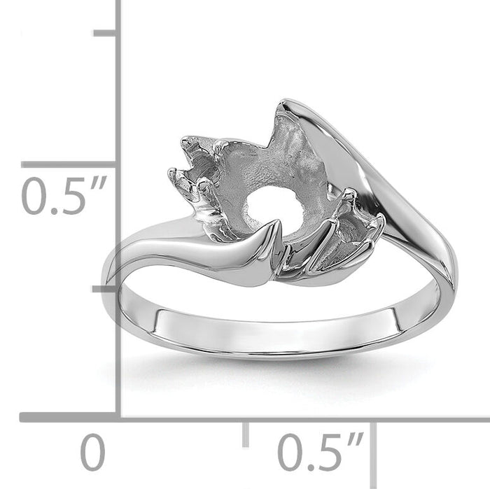 14k White Gold Polished Diamond & Pearl Ring Mounting-Y1933