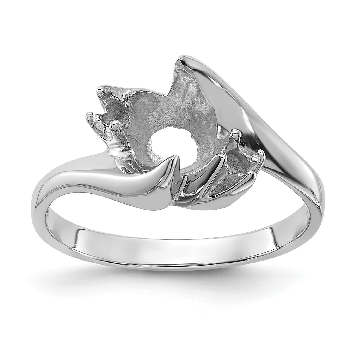 14k White Gold Polished Diamond & Pearl Ring Mounting-Y1933