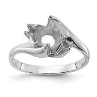 14k White Gold Polished Diamond & Pearl Ring Mounting-Y1933