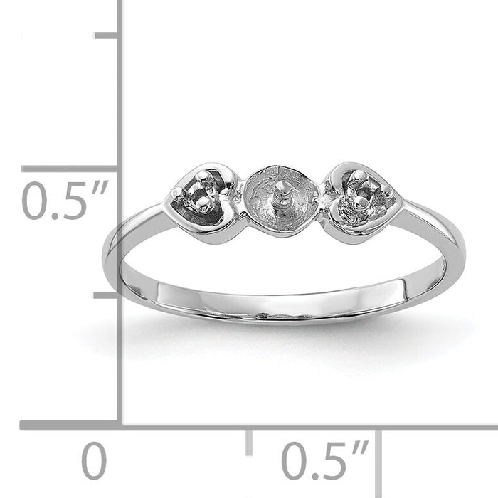 14k White Gold Polished Diamond & Pearl Ring Mounting-Y1937