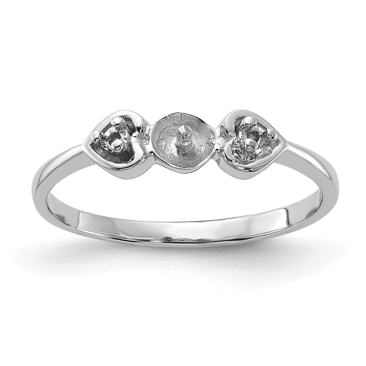 14k White Gold Polished Diamond & Pearl Ring Mounting-Y1937