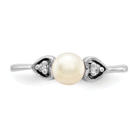 14k White Gold 4.5mm FW Cultured Pearl AA Diamond ring-Y1937PL/AA