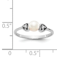 14k White Gold 4.5mm FW Cultured Pearl AA Diamond ring-Y1937PL/AA