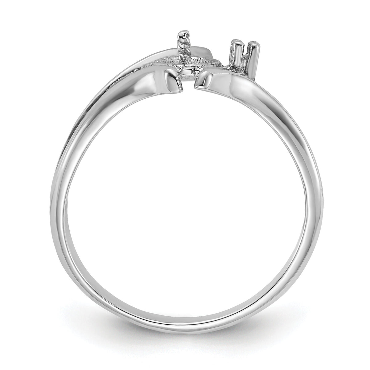 14k White Gold Polished Pearl & Diamond Ring Mounting-Y1947