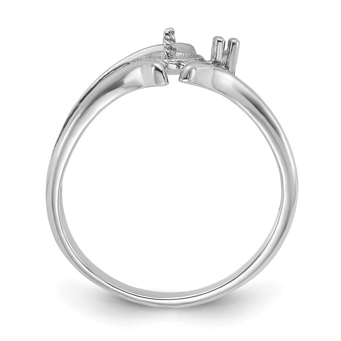 14k White Gold Polished Pearl & Diamond Ring Mounting-Y1947