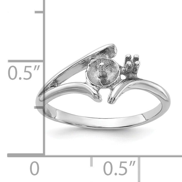 14k White Gold Polished Pearl & Diamond Ring Mounting-Y1947