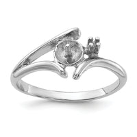 14k White Gold Polished Pearl & Diamond Ring Mounting-Y1947