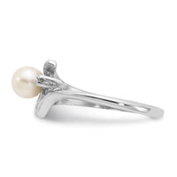 14k White Gold 5mm FW Cultured Pearl & AA Diamond Ring-Y1947PL/AA