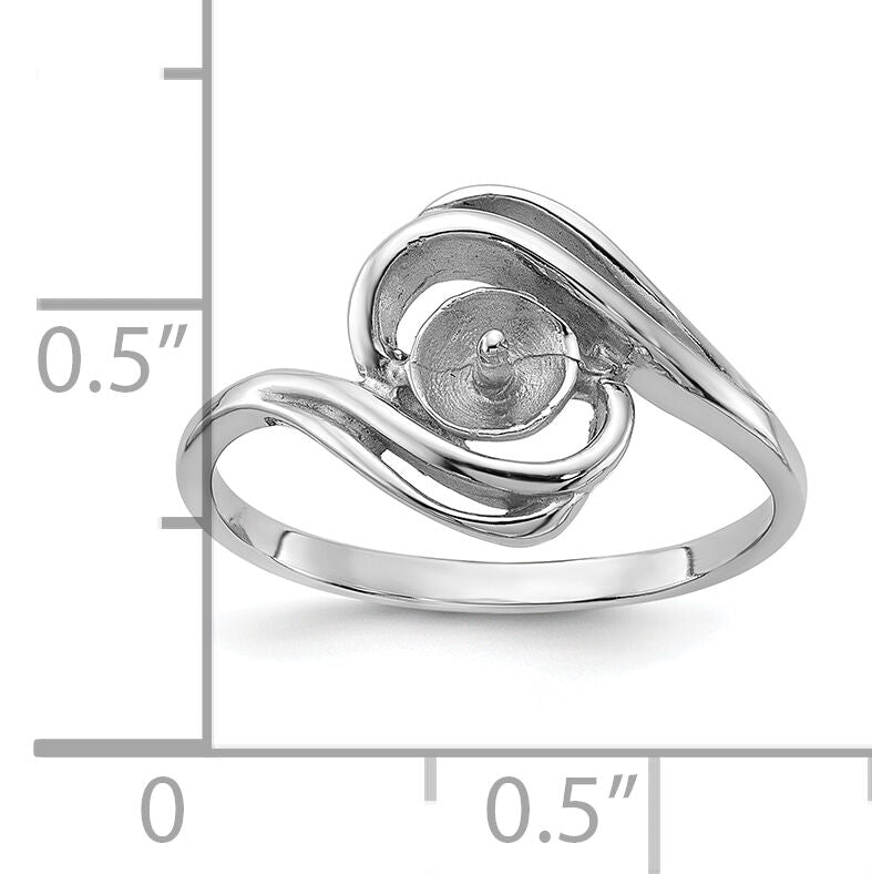 14k White Gold Polished Pearl Ring Mounting-Y1967