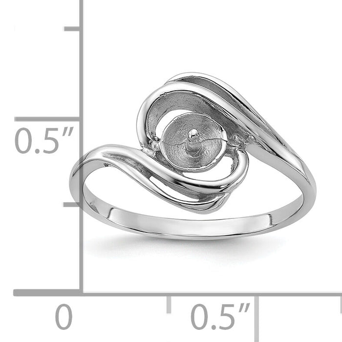 14k White Gold Polished Pearl Ring Mounting-Y1967
