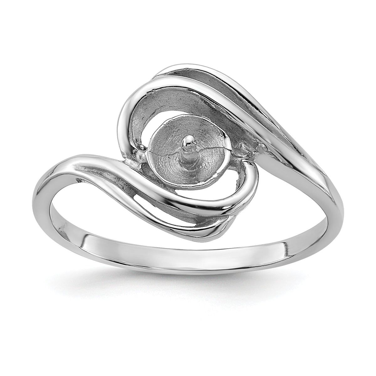 14k White Gold Polished Pearl Ring Mounting-Y1967
