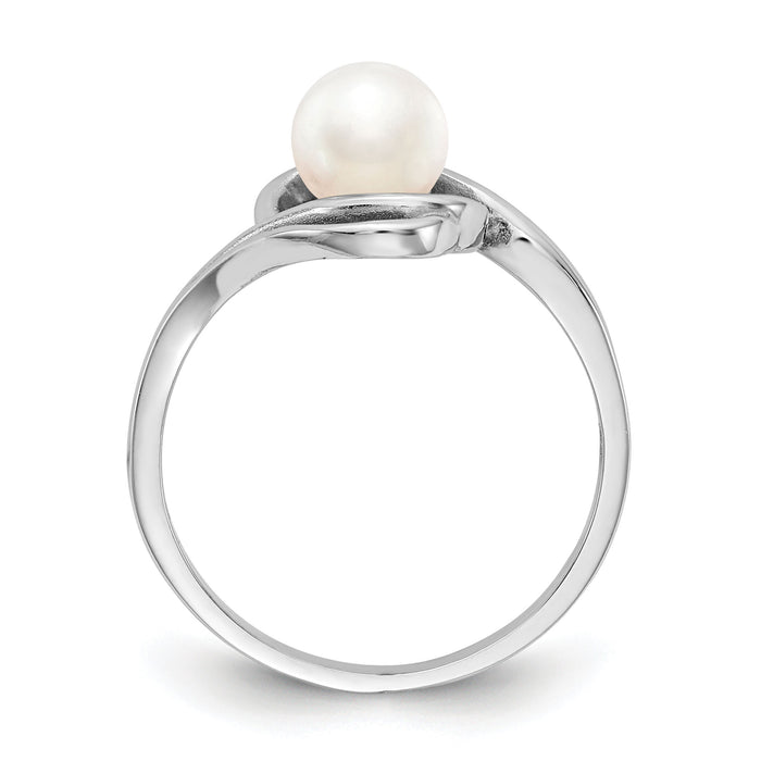 14k White Gold 5.5mm FW Cultured Pearl Ring-Y1967PL