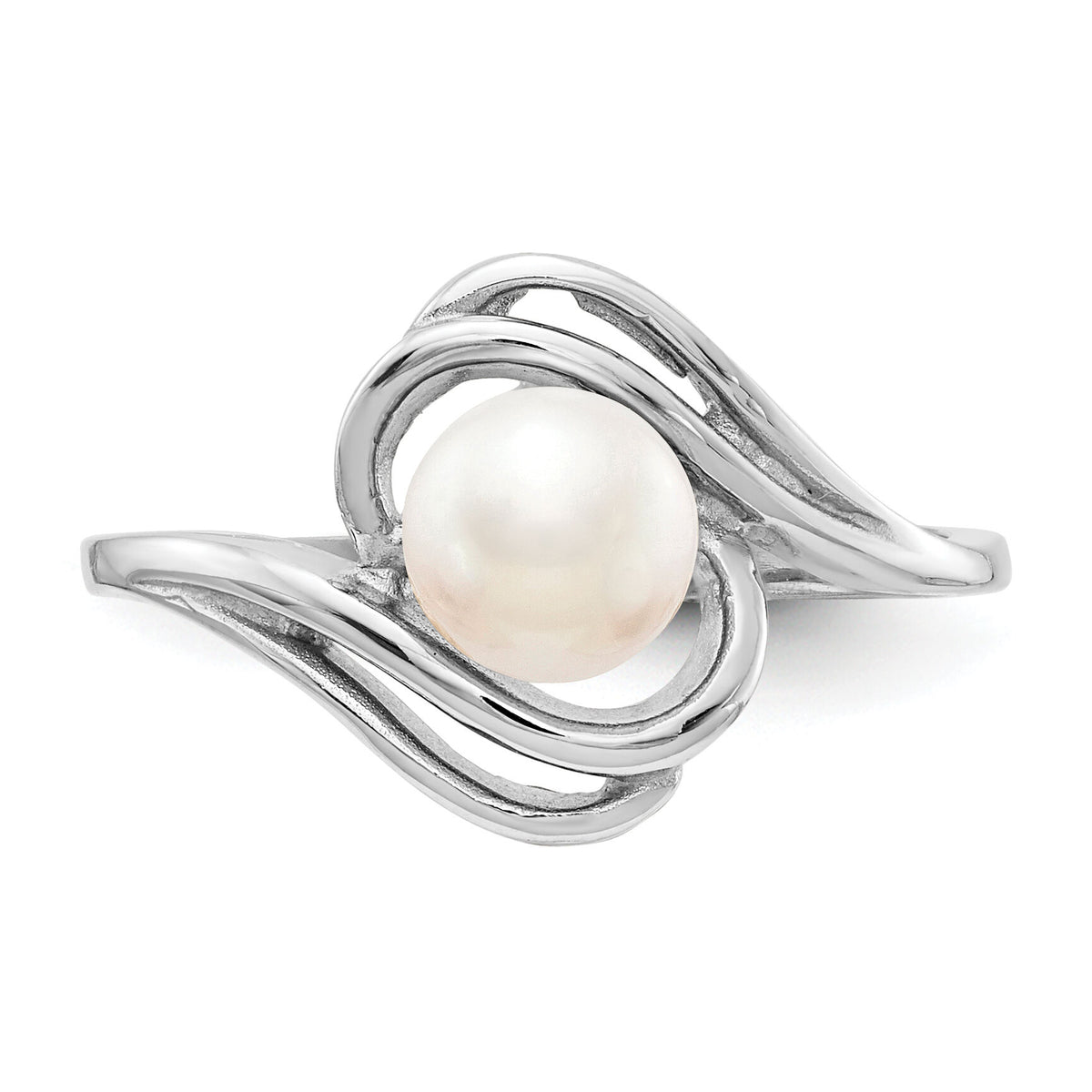 14k White Gold 5.5mm FW Cultured Pearl Ring-Y1967PL