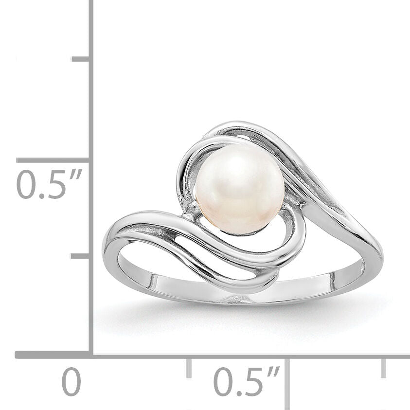 14k White Gold 5.5mm FW Cultured Pearl Ring-Y1967PL