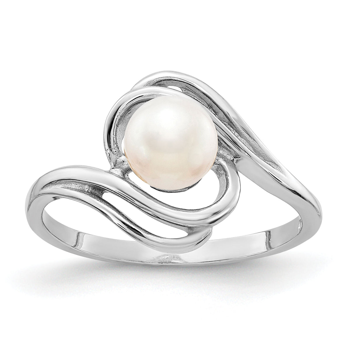 14k White Gold 5.5mm FW Cultured Pearl Ring-Y1967PL
