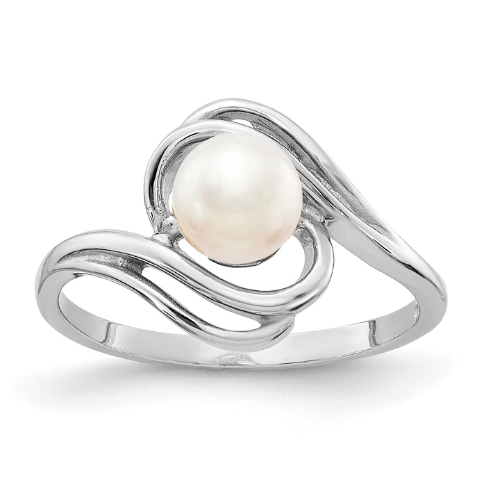 14k White Gold 5.5mm FW Cultured Pearl Ring-Y1967PL