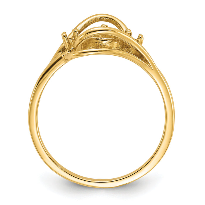 14k Polished Diamond & Pearl Ring Mounting-Y1968