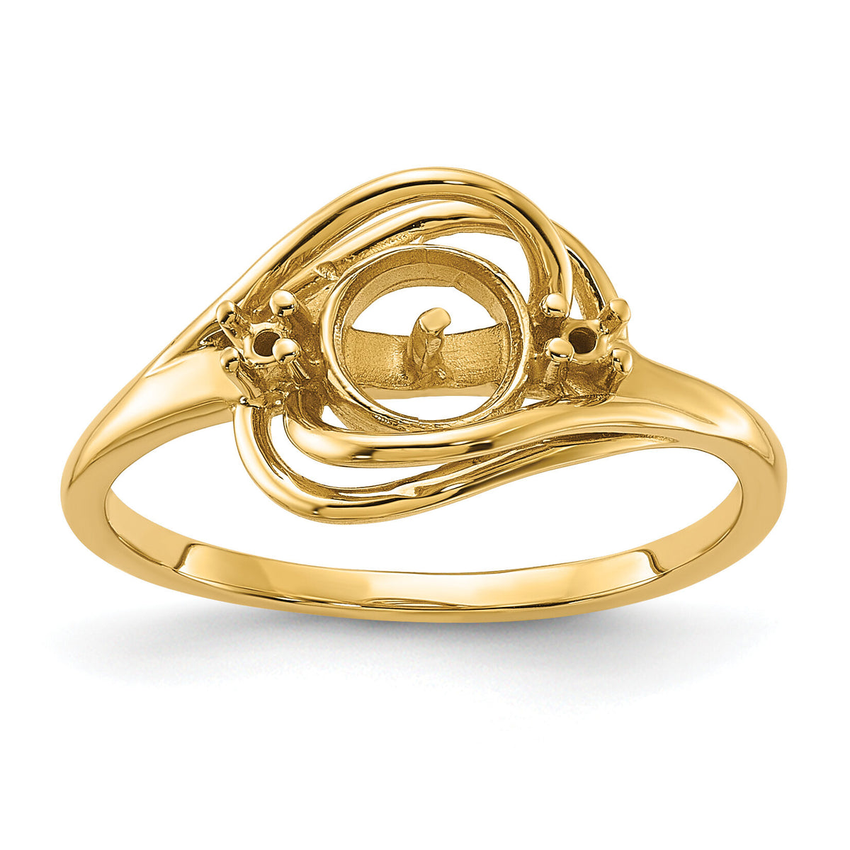 14k Polished Diamond & Pearl Ring Mounting-Y1968