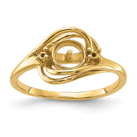 14k Polished Diamond & Pearl Ring Mounting-Y1968