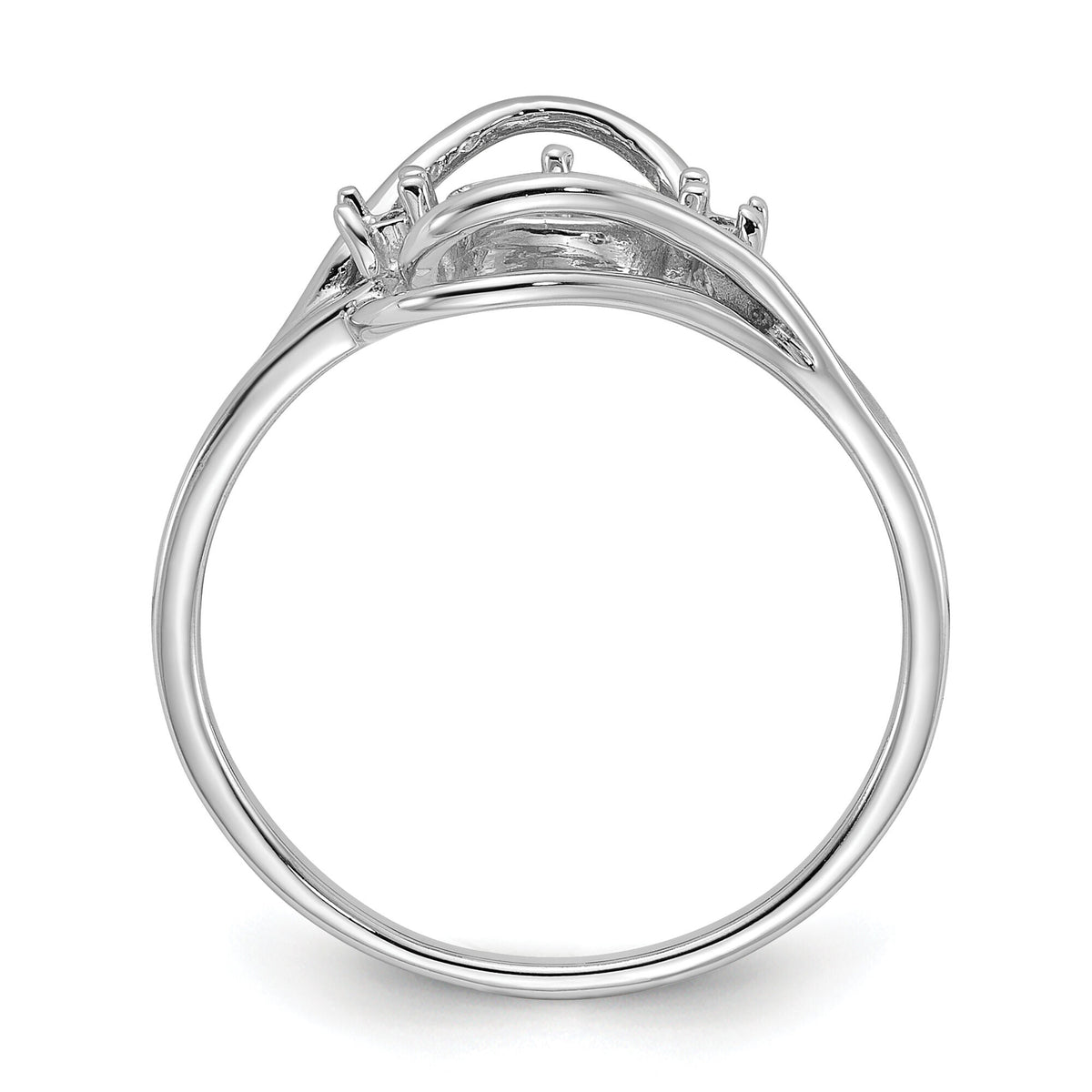 14k White Gold Polished Diamond & Pearl Ring Mounting-Y1969